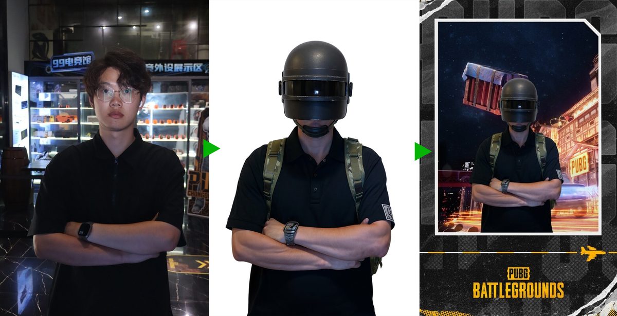 三级头怎么戴？我们用AI给你“焊”上去！ / Close-up of the AI-generated level 3 helmet blended into a player's portrait