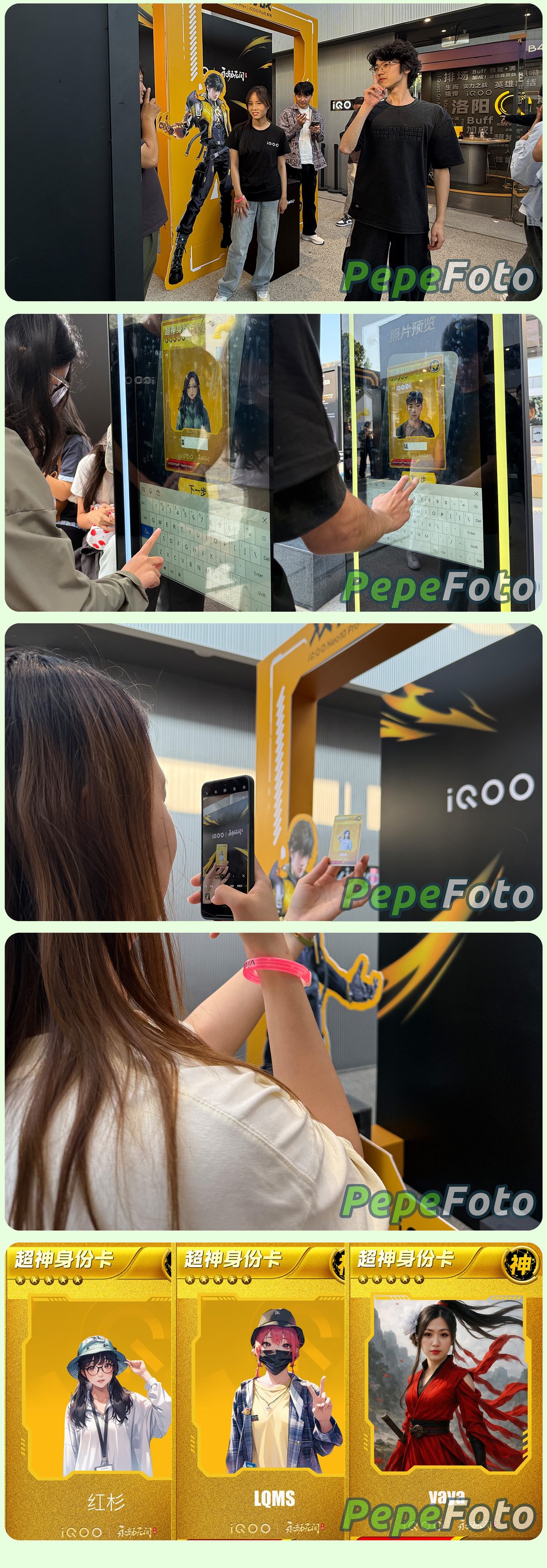 游戏发布会的“神级”装备：定制你的专属角色卡！ / Player holding a custom AI character card printed at a game launch event